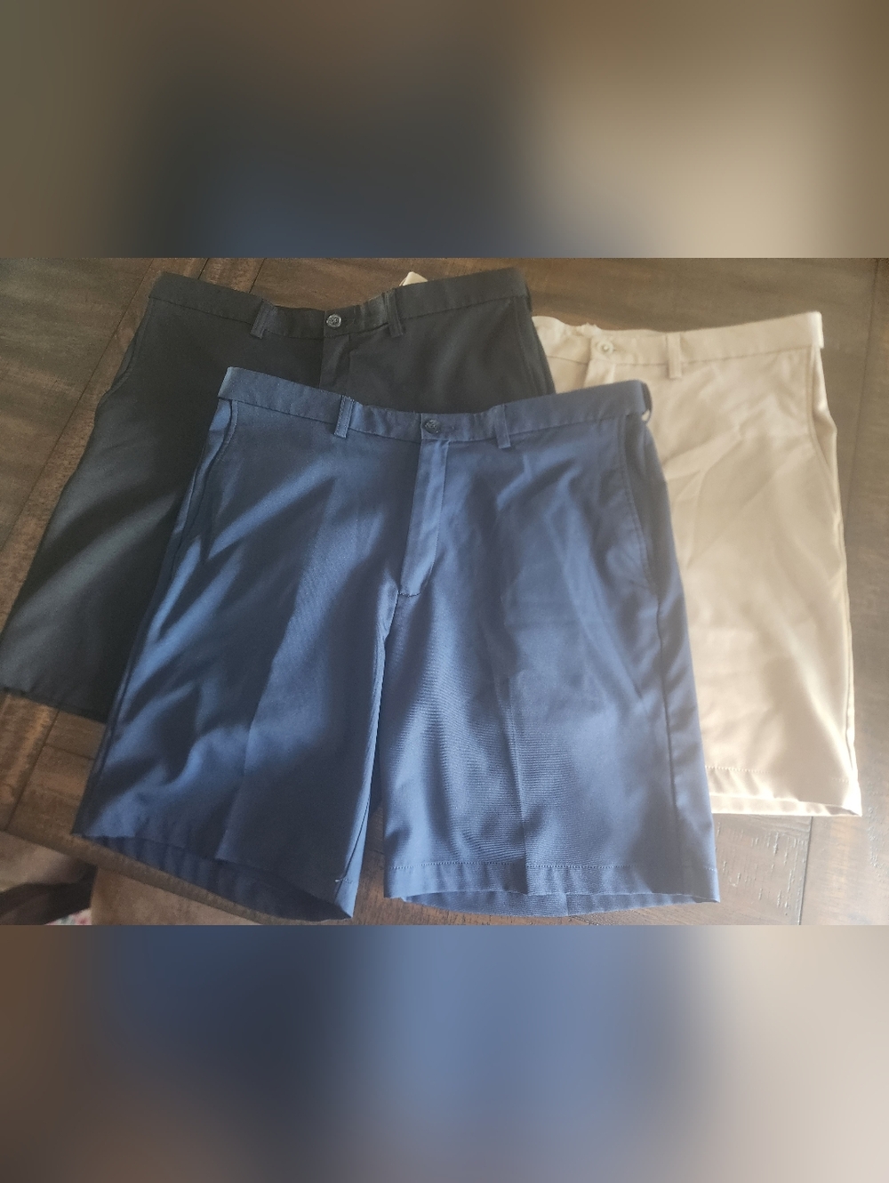 Men's Classic Flat-Front Shorts - Navy, Black, Khaki By Cool 18 Pro Sz 38